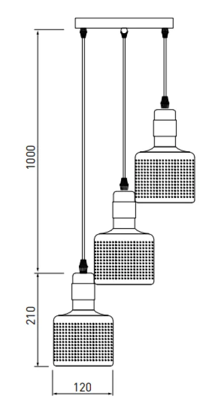 Decor Bellis λευκό χρυσό κυλινδρικό κρεμαστό φωτιστικό με 3 πηγές φωτός 4611