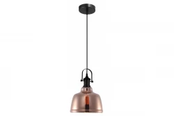 Διακοσμητικό Muscari II μαύρο κρεμαστό φωτιστικό με καπάκι σε μεταλλική υφή σε χάλκινη απόχρωση και μαύρη βάση λαμπτήρα 3930