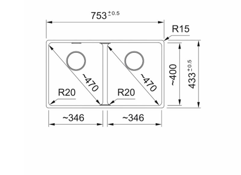 Franke Maris MRG120-35-35 Fragranite Matt μαύρο διπλό νεροχύτη υποκατασκευής