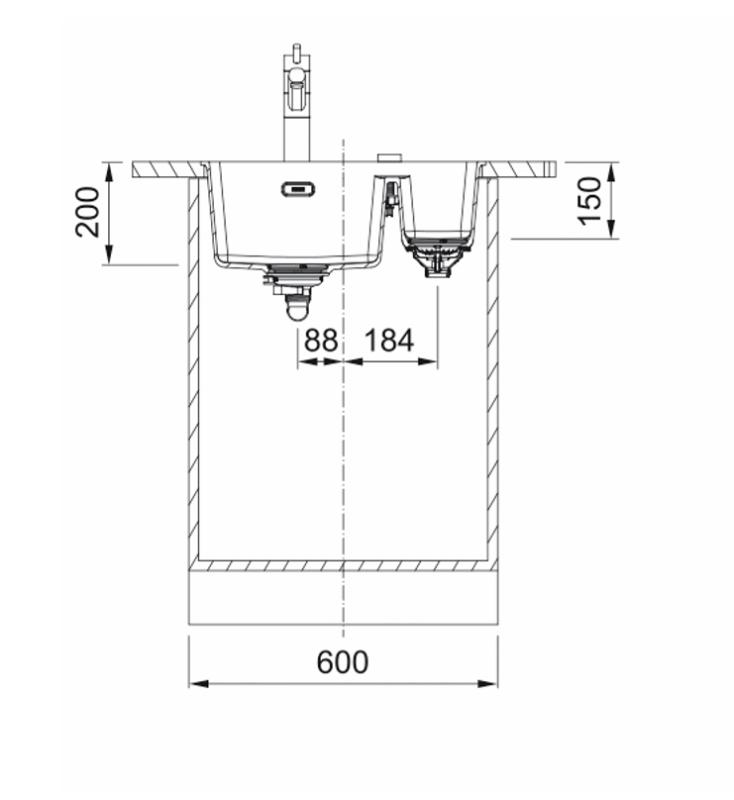 Franke Maris MRG 260-34-15 Fragranite Matt μαύρο νεροχύτης Πλευρά δεξιά επίπεδη εγκατάσταση