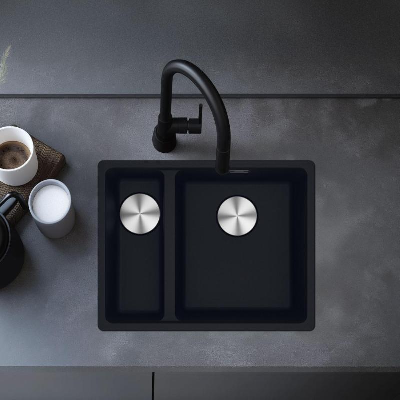 Franke Maris MRG 260-34-15 Fragranite Matt μαύρος νεροχύτης Αριστερή πλευρά επίπεδης εγκατάστασης