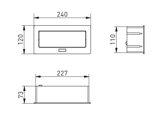 Indux Flip Medium κουζινική πρίζα γείωσης στον πάγκο εργασίας ή στο επάνω ντουλάπι αλουμινίου με 3 πρίζες 1208957846