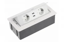 Indux Flip Medium κουζίνα πρίζα γείωσης στον πάγκο ή πάνω ντουλάπι λευκό με 2 πρίζες και 2 USB φορτιστές 1208957847.