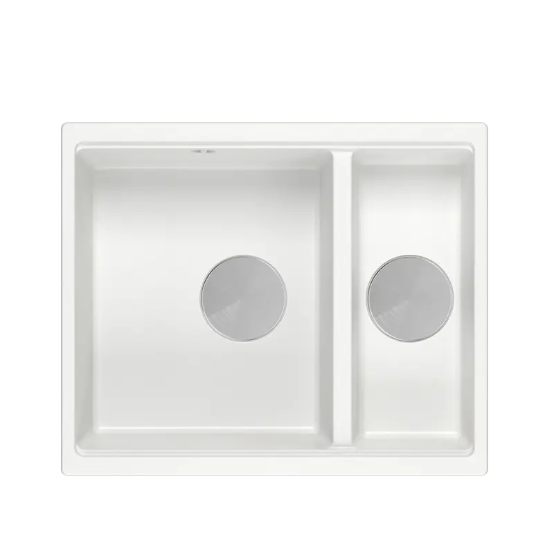 Quadri Newport II λευκός 1,5 νεροχύτης γρανίτη επιφάνειας και υποδοχής 555x460mm με ανοξείδωτο πώμα 1208957860