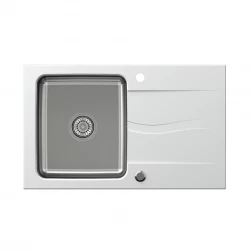 Quadri Fusion εντοιχιζόμενος ανοξείδωτος νεροχύτης με λευκή γρανίτη επιφάνεια αποστράγγισης 78x48 αναστρέψιμη 1208957868