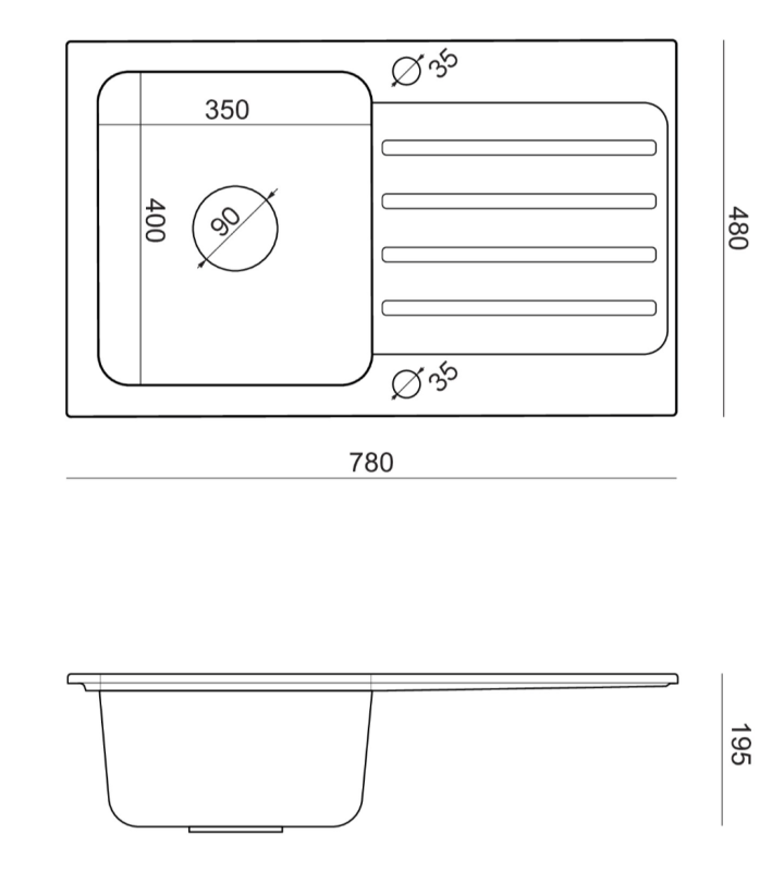 Quadri Fusion ανοξείδωτος νεροχύτης με επιφάνεια αποστράγγισης από μπεζ γρανίτη 78x48 αναστρέψιμος 1208957878