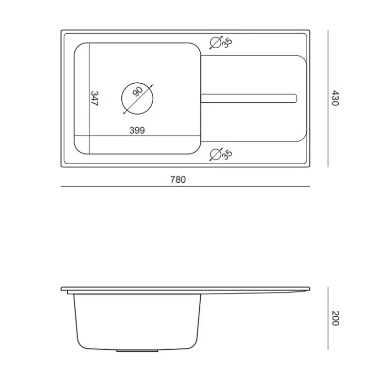 Quadri Fusion ανοξείδωτος νεροχύτης με επιφάνεια αποστράγγισης σε ασημί γρανίτη 78x43 αναστρέψιμος 1208957880