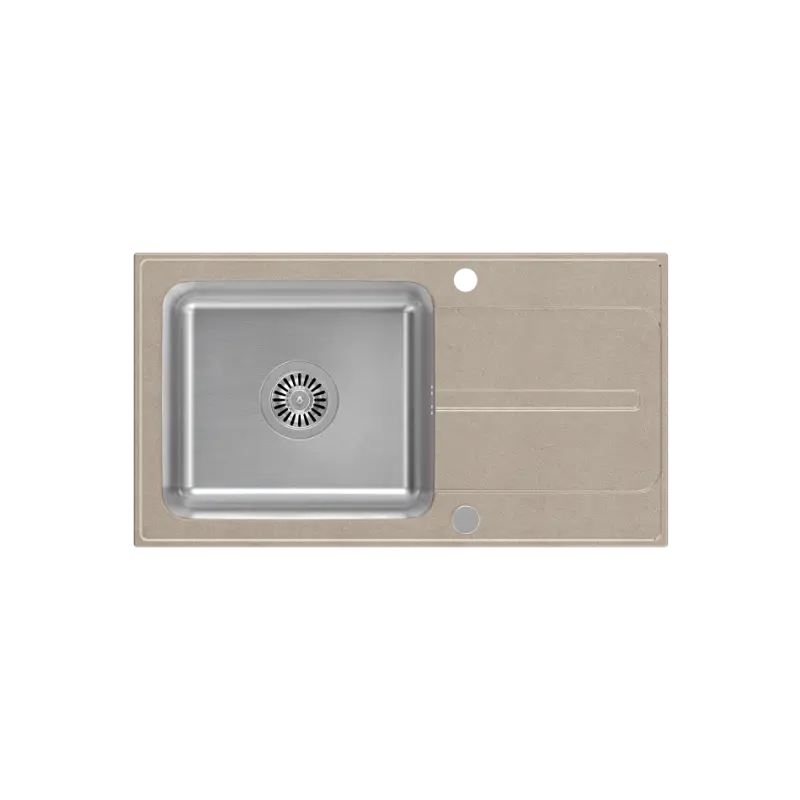 Quadri Fusion εντοιχιζόμενος ανοξείδωτος νεροχύτης με μπεζ γρανίτη αποστραγγιστική επιφάνεια 78x43 αναστρέψιμος 1208957881