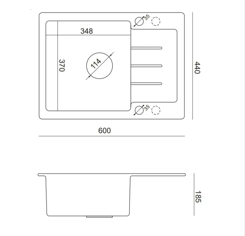 Quadri Kendal μαύρος γρανιτένιος νεροχύτης 60x44 με αποστραγγιστική επιφάνεια, βρύση και διανομέα υγρού 1208957889