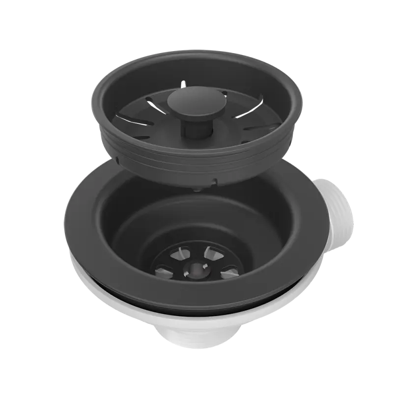 Quadri μαύρο σετ αποχέτευσης νεροχύτη με στρογγυλή υπερχείλιση για 1 νεροχύτη 1208957899.