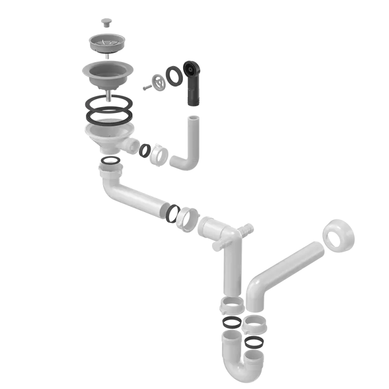 Quadri γκριτζα σύνολο αποχέτευσης νεροχύτη με υπερχείλιση και 1 νεροχύτη 1208957900