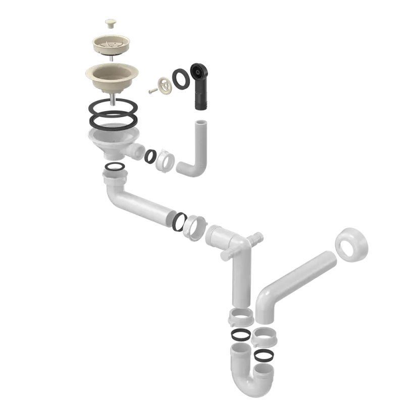 Quadri μπεζ αμμώδες σετ αποχέτευσης νεροχύτη με υπερχείλιση 1208957901
