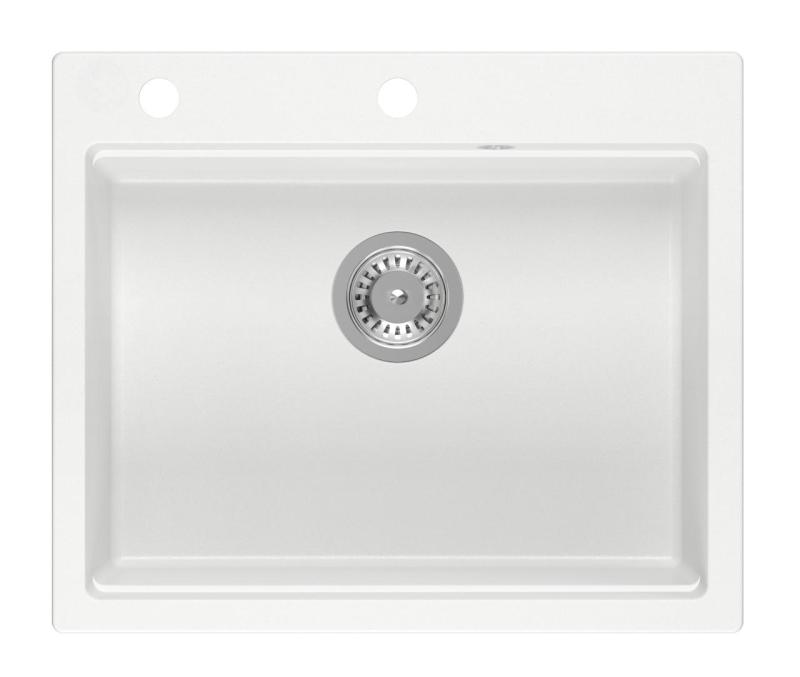 Quadri Durham λευκός γρανίτης επιφάνειας νεροχύτης 595x500 με διανομέα σαπουνιού, κόφτη, ρολό ματ, δεξαμενή ενσωμάτωσης και ρολό ματ 1208957903