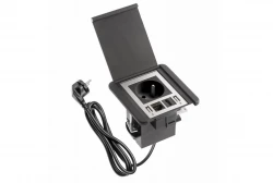 Indux Flip ενσωματωμένη πρίζα γείωσης μαύρη ματ με 2xUSB Α, 1xRJ45 και σύνδεση HDMI μαύρη 1208957915