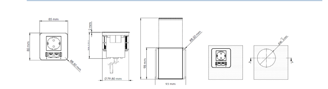 Indux Flip χαλακί λευκό ενσωματωμένη πρίζα με 2xUSB A, 1xRJ45 και σύνδεση HDMI 1208957916