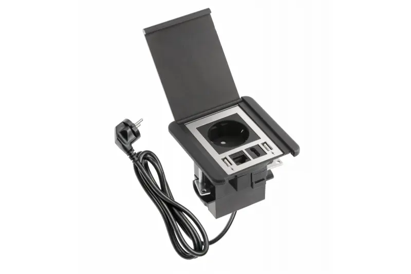 Indux Flip μαύρο ματ Ενσωματωμένη πρίζα με γείωση με 2xUSB A, 1xRJ45 και 1 θύρα HDMI 1208957917