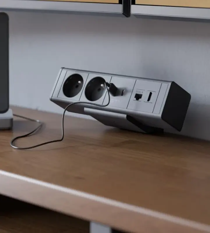 Γραφείο Indux Desk ή τραπεζομάντηλο μαύρης πηλού με πρίζα (2x) και 1xUSB A, 1xUSB C, 1xRJ45 και 1xHDMI 1208957920