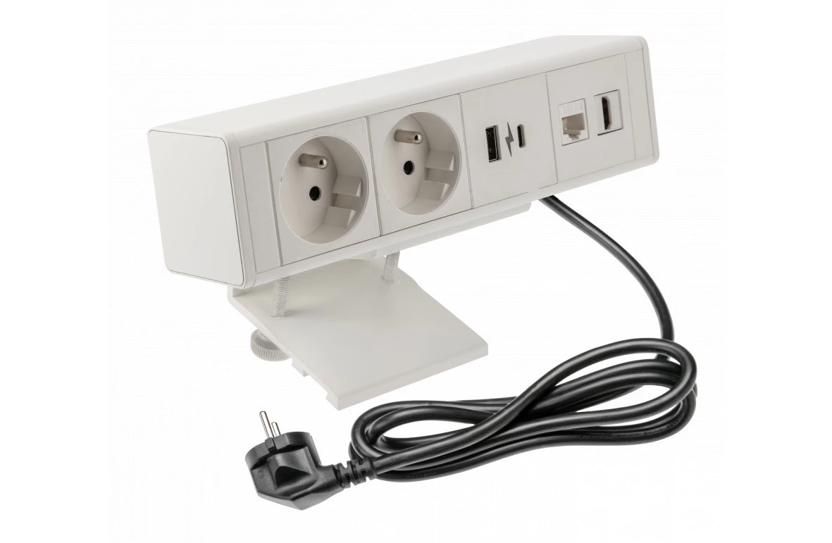 Indux Desk γραφείο ή τραπεζομάντηλο λευκό πρίζα γης (2x) με 1xUSB A, 1xUSB C, 1xRJ45 και 1xHDMI 1208957921