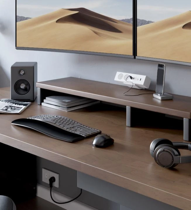 Indux Desk γραφείο ή τραπεζομάντηλο λευκό πρίζα γης (2x) με 1xUSB A, 1xUSB C, 1xRJ45 και 1xHDMI 1208957921