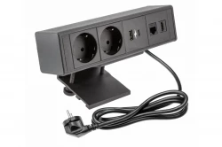 Indux Desk γραφείο ή τραπέζι ματ μαύρο γειωμένη πρίζα (2x) με 1xUSB A, 1xUSB C, 1xRJ45 και 1xHDMI 1208957922