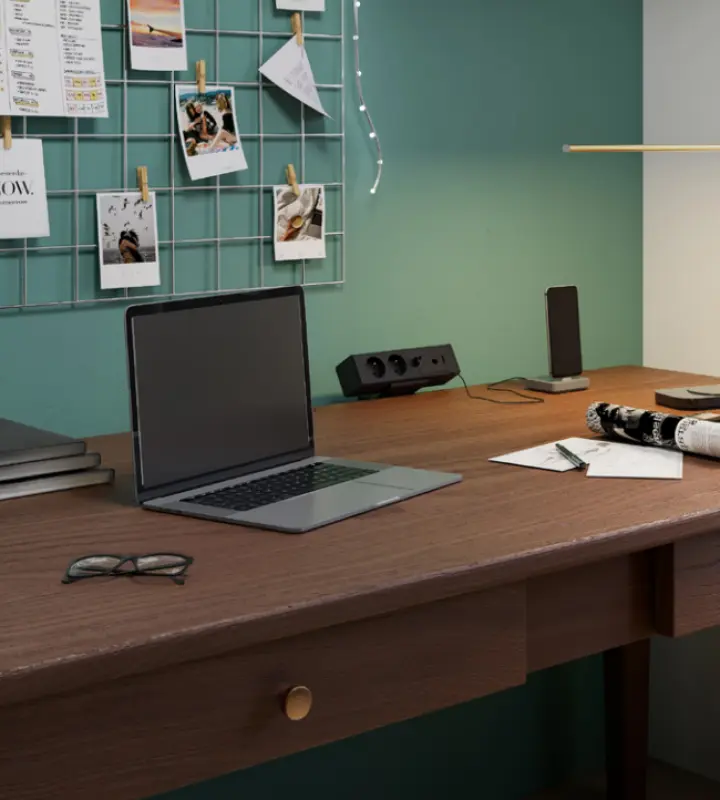 Indux Desk γραφείο ή τραπέζι ματ μαύρο γειωμένη πρίζα (2x) με 1xUSB A, 1xUSB C, 1xRJ45 και 1xHDMI 1208957922