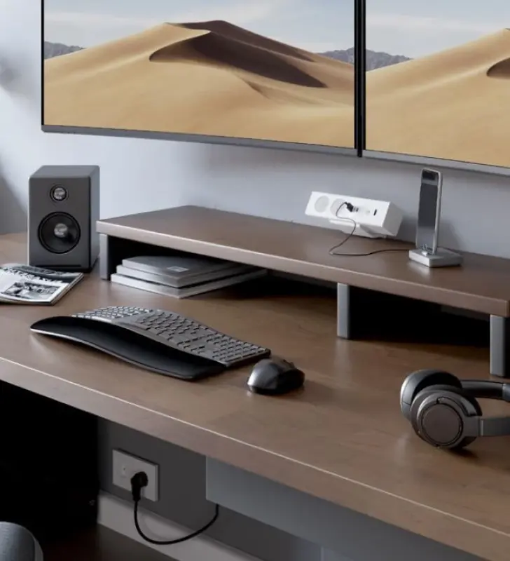 Indux Desk γραφείο ή τραπεζομάντηλο λευκό με γειωμένη πρίζα (2x) με 1xUSB Α, 1xUSB C, 1xRJ45 και 1xHDMI 1208957923