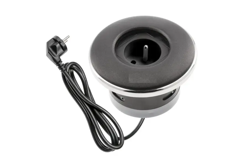 Indux Cover εντοιχισμένη πρίζα γείωσης σε ματ μαύρο χρώμα με κλειδώνον καπάκι 1208957924