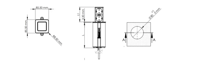 Indux Push επεκτεινόμενη μαύρη πρίζα γείωσης με 1xUSB Α και 1xUSB C με ανοξείδωτο καπάκι 1208957928