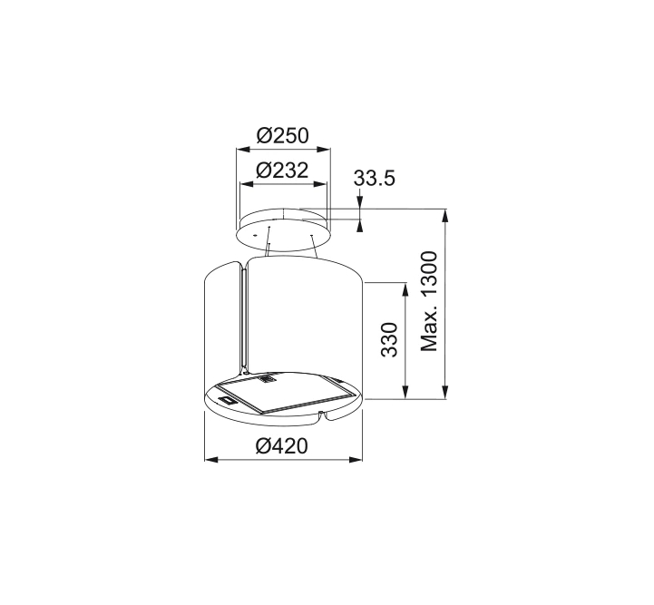 Φράνκε Smart Suspended νησίδα μαύρος ματ απορροφητήρας 42cm 345.0654.933