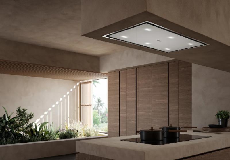 Φράνκε Μάρις μονάδα οροφής λευκός γυάλινος απορροφητήρας 90εκ 350.0679.879