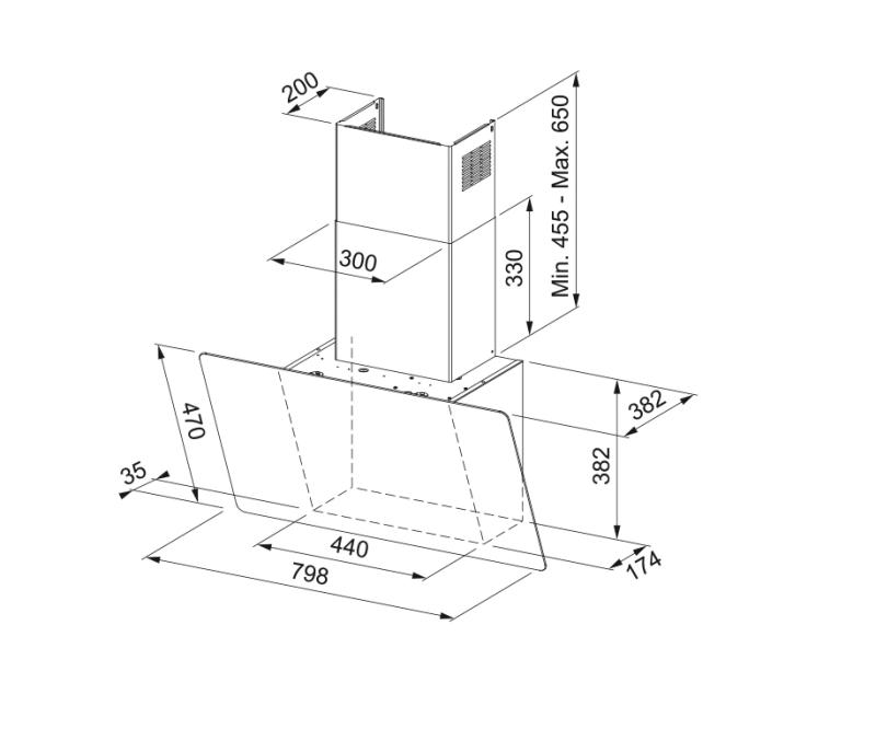 Franke AQ Sense επιτοίχιο μοντέλο μαύρο απορροφητήρα 80cm 330.0657.270