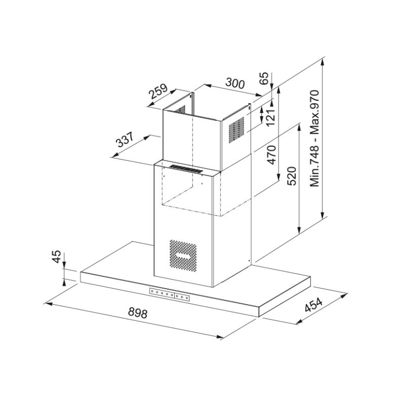 Φράνκε Mythos Air Hub T επιτοίχιο μοντέλο μαύρο ματ απορροφητήρας 90cm 325.0679.323