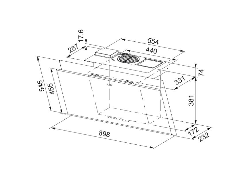 Φράνκε Μύθος Air Hub V κρεμαστός μαύρος απορροφητήρας 90cm 330.0679.324