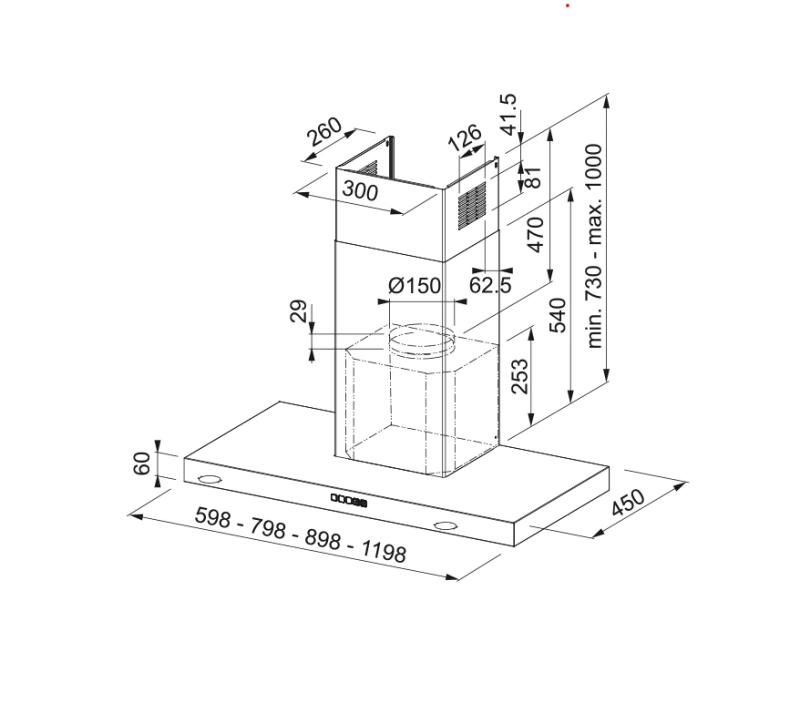 Φρανκ Μύθος Tale επιτοίχιος απορροφητήρας από ανοξείδωτο ατσάλι 90cm 325.0597.294