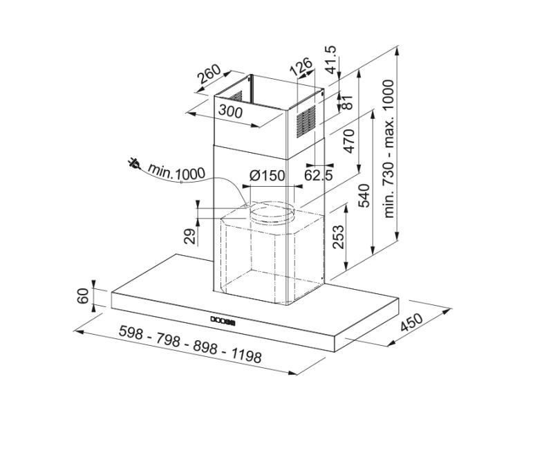 Φράνκε Μύθος Τέιλ επιτοίχιο μοντέλο ματ μαύρος απορροφητήρας 90εκ 325.0657.512