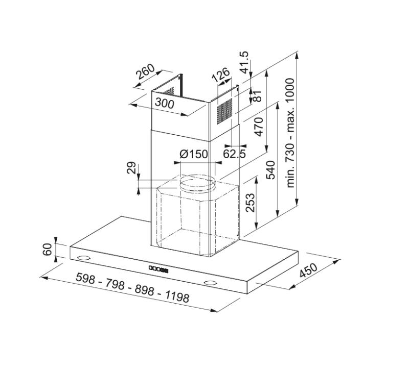 Φράνκε Μύθος Tale επιτοίχιος απορροφητήρας από ανοξείδωτο ατσάλι 60εκ 325.0597.293