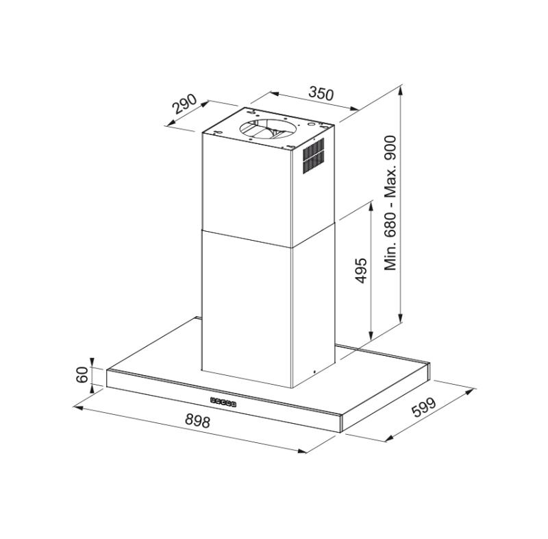 Φράνκε Μύθος Tale νησίδα απορροφητήρας από ανοξείδωτο ατσάλι 90cm 325.0552.774