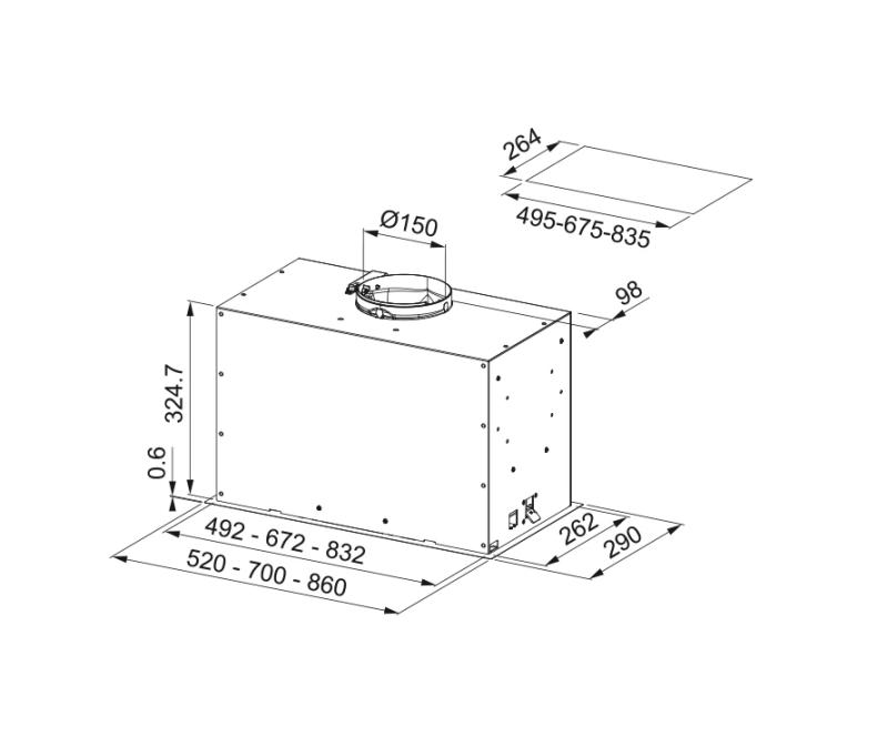 Φράνκε Μύθος Box Flush Premium εντοιχιζόμενος μαύρος ματ απορροφητήρας 70cm 305.0665.392