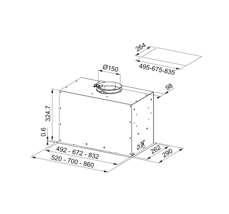 Φράνκε Μύθος Box Flush Premium εντοιχιζόμενος απορροφητήρας από ανοξείδωτο χάλυβα 86 εκ. 305.0665.370