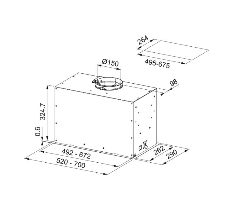 Φράνκε Μάρις Μποξ Φλος EVO εντοιχιζόμενος μαύρος ματ απορροφητήρας 70εκ 305.0665.365