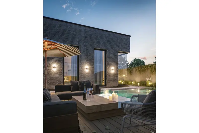 Lighting Corta φωτισμός κήπου απλίκα ανθρακί για 2 φωτιστικά σώματα 1289002