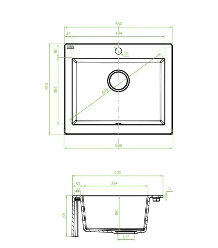 Aquadesign Αγροικία νεροχύτης από γρανίτη υποκαθήμενος ή επιτραπέζιος μπεζ άμμος 58x49cm 1208958164