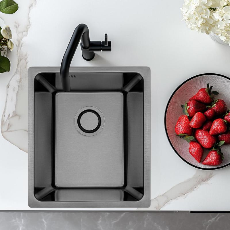 Ακουαντιζάιν R25 χαλύβδινος νεροχύτης επιφάνειας, εντοιχισμένος και ενσωματωμένος, μεταλλικού χρώματος 34x40εκ 1208958205