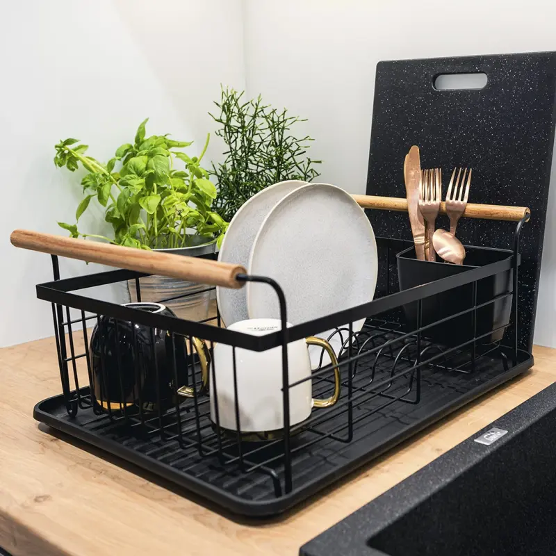 EPKA Bamboo μαύρη σχάρα αποστράγγισης πιάτων ατσάλι 1208958219