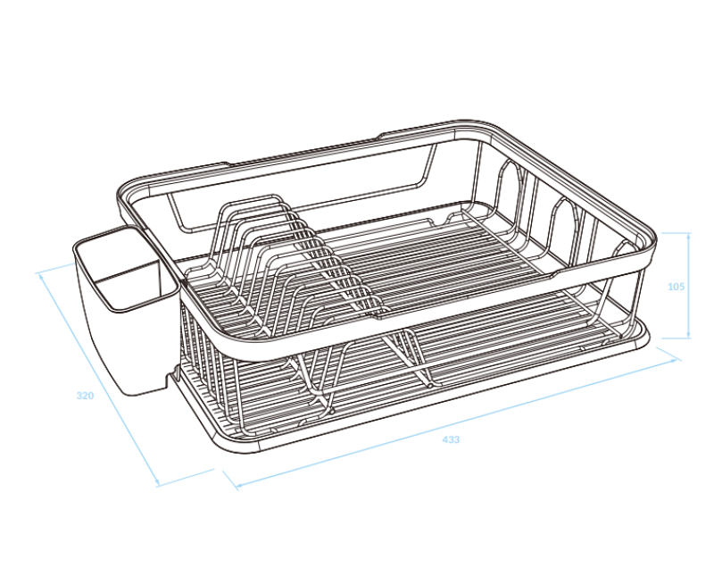 EPKA Πιάτο μαύρο/ροζ χρυσό στεγνωτήριο πιάτων ατσάλι 43.3x10.5x32cm 1208958247
