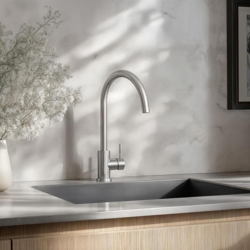 Ausmann Inox Round μπαταρία κουζίνας με περιστρεφόμενο στόμιο, εξ' ολοκλήρου από ανοξείδωτο ατσάλι 1208958308