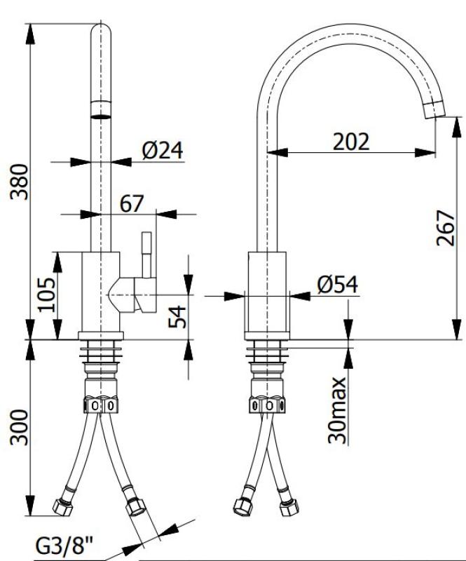 Ausmann Inox Round μπαταρία κουζίνας με περιστρεφόμενο στόμιο, εξ' ολοκλήρου από ανοξείδωτο ατσάλι 1208958308