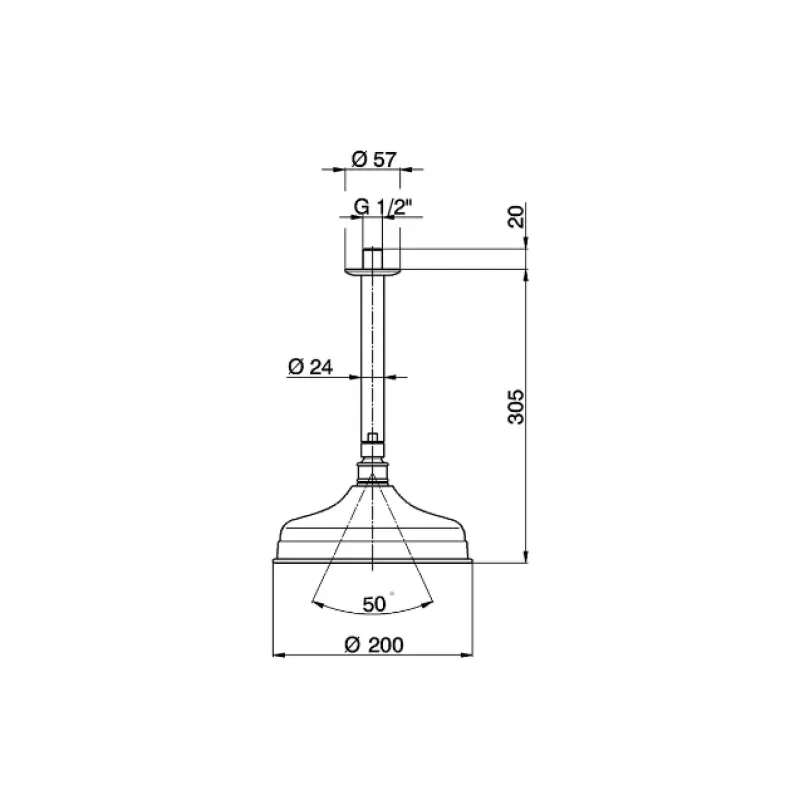 Χούμπερ Βικτωριανή ντους κεφαλή ντους χρυσή με βραχίονα οροφής SS01341024