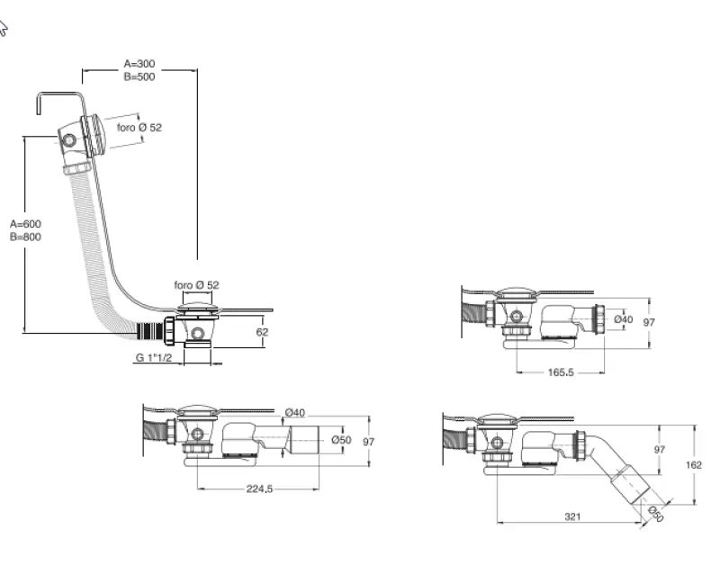 Waterevolution υπερχείλιση μπανιέρας με push to open  PVD Light Gold 1208958402