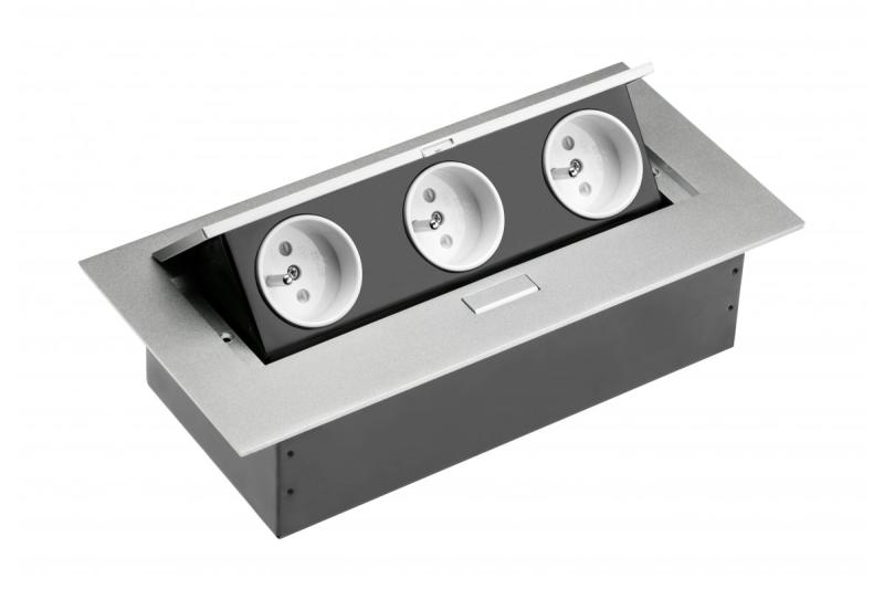 Καλώδιο επέκτασης επιφάνειας εργασίας 3x πρίζα με γείωση, χωρίς καλώδιο, αλουμίνιο 1208958668